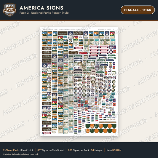 Alpine Railworks 30376N N Scale America Signs