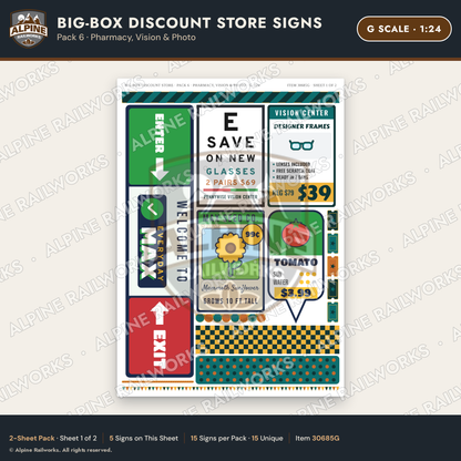 Alpine Railworks 30685G G Scale Big-Box Discount Store Signs