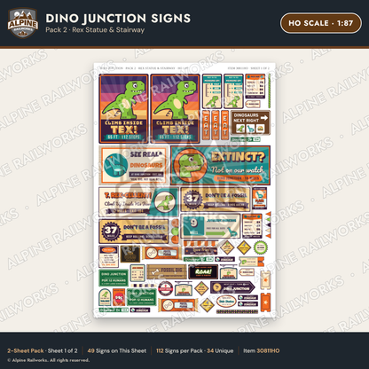 Alpine Railworks 30811HO HO Scale Roadside Signs - Giant Dinosaurs