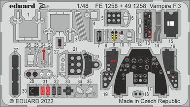 Eduard FE1258 1/48 Vampire F.3 for Airfix Photo Etch Detail Set