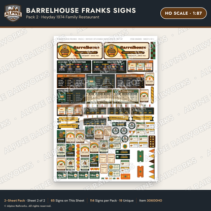 Alpine Railworks 30600HO HO Scale Fast Food Signs - Hot Dogs
