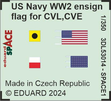 Eduard 3DL53014 1/350 US Navy WWII Ensign Flag for CVL, CVE, CL & DD