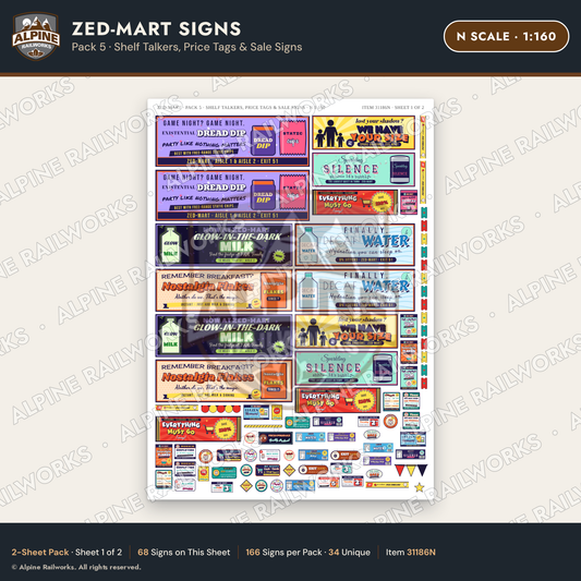 Alpine Railworks 31186N N Scale Grocery Store Signs - Funny Products