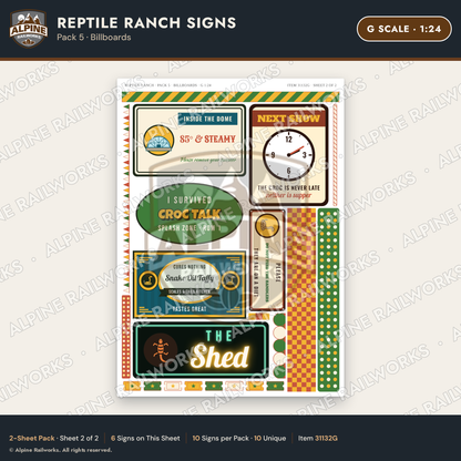 Alpine Railworks 31132G G Scale Roadside Signs - Reptile Zoo