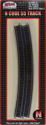 Atlas Model Railroad 2026 N Scale Code 55 Track -- 20" Radius Full Curve pkg(6)
