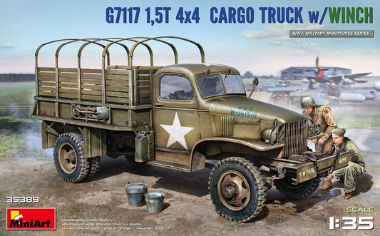 Miniart Models 35389 1/35 WWII US Army G7117 1.5-Ton 4x4 Cargo Truck w/Winch & 2