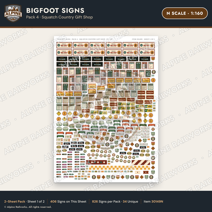 Alpine Railworks 30149N N Scale Bigfoot Signs