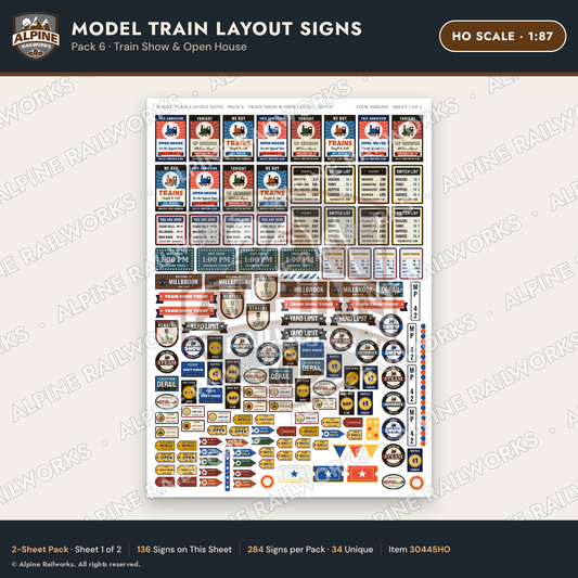 Alpine Railworks 30445HO HO Scale Model Train Layout Signs