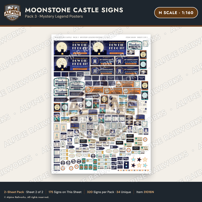Alpine Railworks 31016N N Scale Roadside Signs - Stone Castle