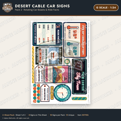 Alpine Railworks 30715G G Scale Tourist Signs - Desert Cable Car