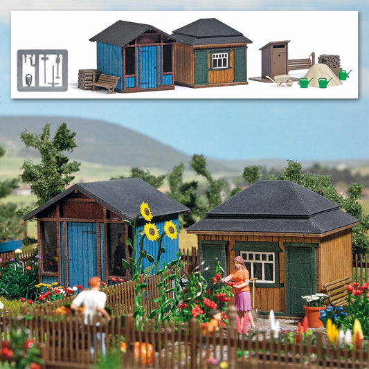 Busch 1617 HO Scale Garden Summer Sheds Set 2 Laser-Cut Kit