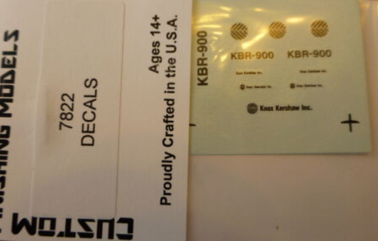 Custom Finishing 7822 HO Scale Decal Set -- For Knox Kershaw