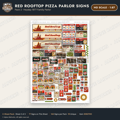 Alpine Railworks 30627HO HO Scale Restaurant Signs - Pizza Parlor