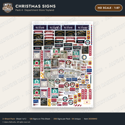 Alpine Railworks 30359HO HO Scale Christmas Signs