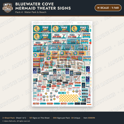 Alpine Railworks 30801N N Scale Roadside Signs - Mermaid Show