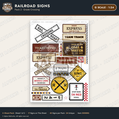 Alpine Railworks 30069G G Scale Railroad Signs - Grade Crossing