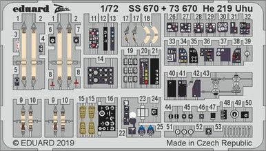 Eduard SS670 1/72 He 219 Uhu for Dragon Photo Etch Detail Set