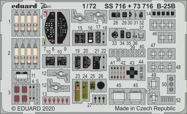 Eduard SS716 1/72 B-25B for AIRFIX Photo Etch Detail Set