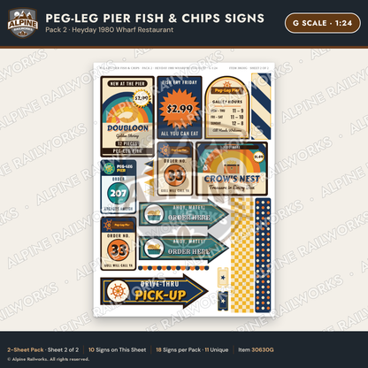 Alpine Railworks 30630G G Scale Fast Food Signs - Fish & Chips