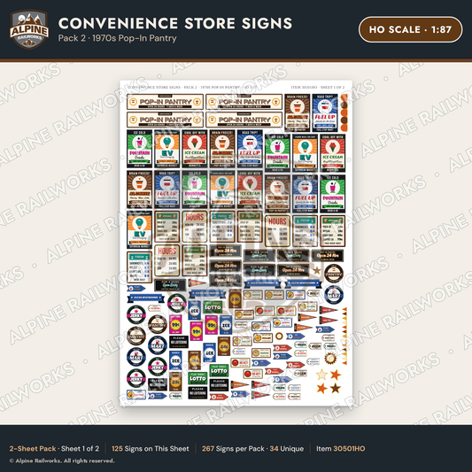 Alpine Railworks 30501HO HO Scale Convenience Store Signs