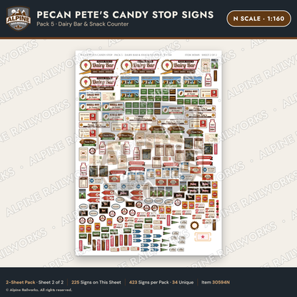 Alpine Railworks 30594N N Scale Roadside Signs - Pecan Candy Stop