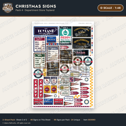 Alpine Railworks 30359O O Scale Christmas Signs