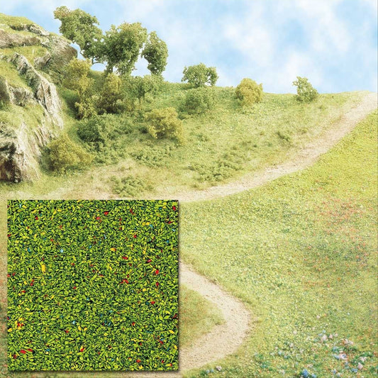 Busch 7055 Grass Scatter Ground Cover, Green w/Blooms 40g