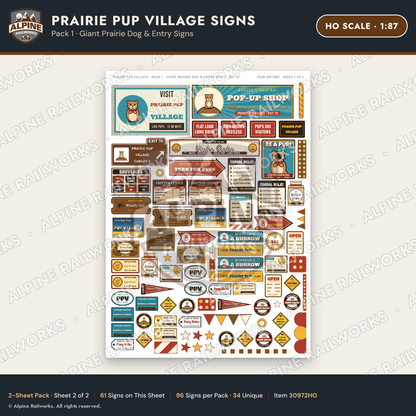 Alpine Railworks 30972HO HO Scale Roadside Signs - Prairie Dog Town