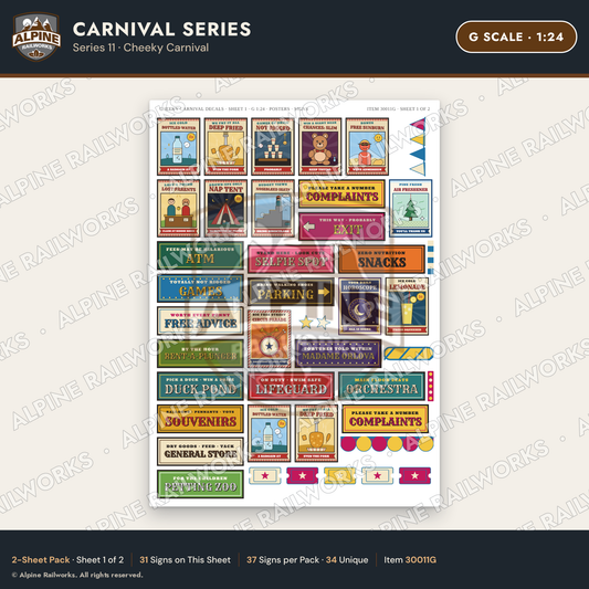 Alpine Railworks 30011G G Scale Carnival Signs - Cheeky Carnival
