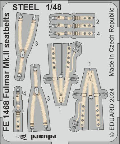 Eduard FE1468 1/48 Fulmar Mk.II Seatbelts STEEL Zoom Set for TRUMPETER