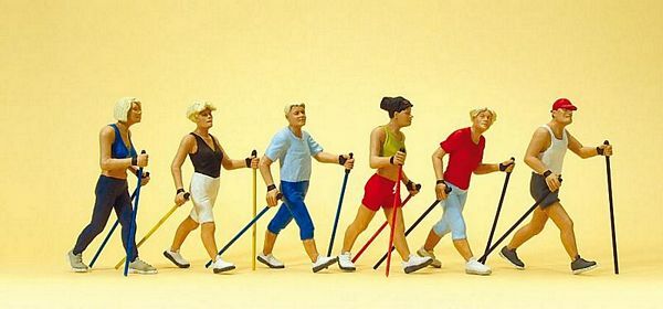 Preiser 10575 HO Scale Sports & Recreation -- Nordic Walkers pkg(6)