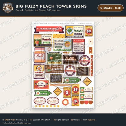 Alpine Railworks 30933O O Scale Roadside Signs - Peach Water Tower
