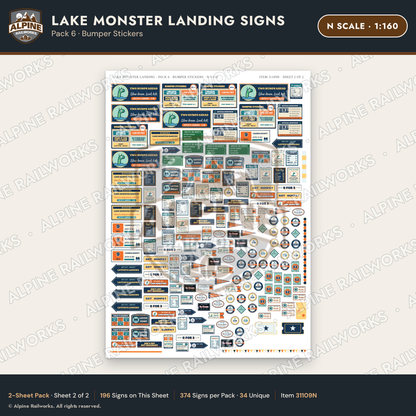 Alpine Railworks 31109N N Scale Roadside Signs - Lake Monster