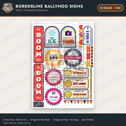 Alpine Railworks 30543G G Scale Roadside Signs - Border Tourist Stop