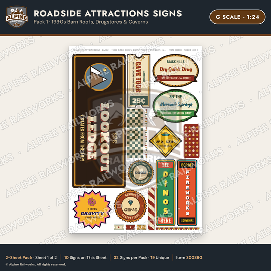 Alpine Railworks 30086G G Scale Roadside Attractions Signs