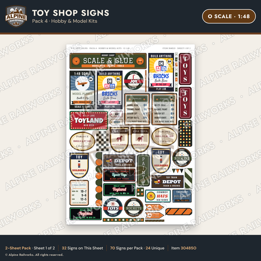 Alpine Railworks 30485O O Scale Toy Shop Signs - Hobby & Model Kits