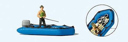 Preiser 10687 HO Scale Dinghy w/Fisherman/Angler Blue