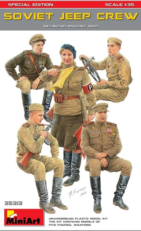 Miniart Models 35313 1/35 WWII Soviet Jeep Crew (5) (Special Edition)