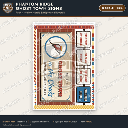 Alpine Railworks 30721G G Scale Roadside Signs - Mountain Ghost Town