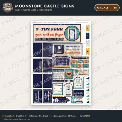 Alpine Railworks 31014O O Scale Roadside Signs - Stone Castle