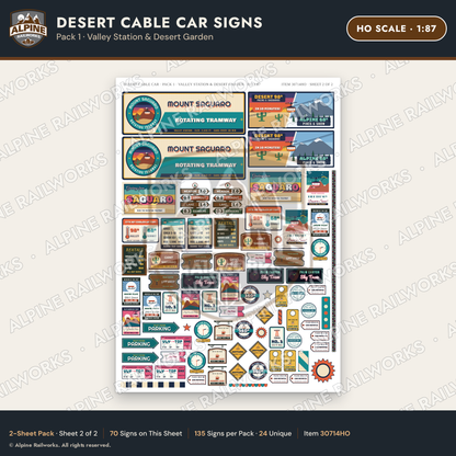 Alpine Railworks 30714HO HO Scale Tourist Signs - Desert Cable Car