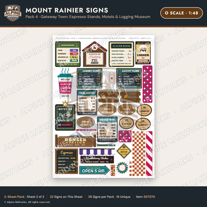 Alpine Railworks 30737O O Scale Tourist Signs - Mount Rainier