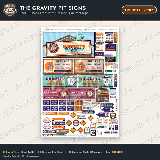 Alpine Railworks 30852HO HO Scale Roadside Signs - Mystery Hole
