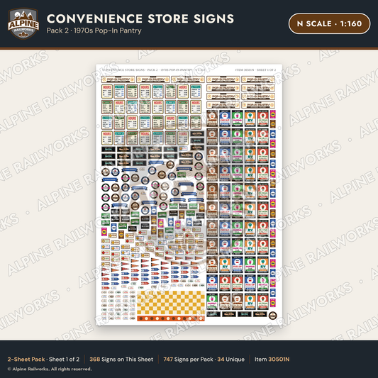 Alpine Railworks 30501N N Scale Convenience Store Signs