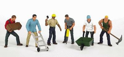 Bachmann 33105 HO Scale SceneScapes(TM) Figures -- Construction Workers pkg(6)