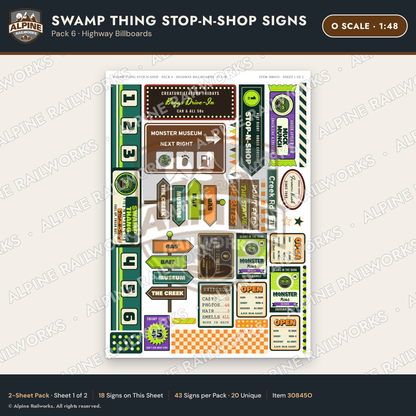 Alpine Railworks 30845O O Scale Roadside Signs - Swamp Monster Store