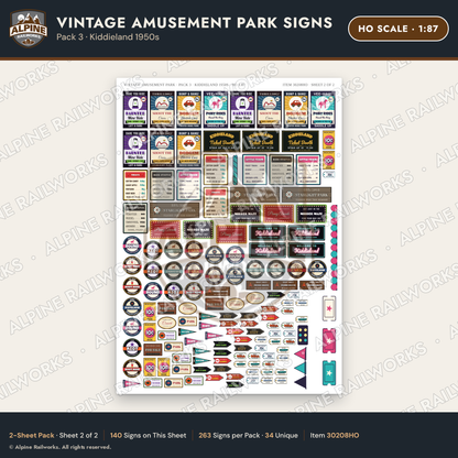 Alpine Railworks 30208HO HO Scale Vintage Amusement Park Signs