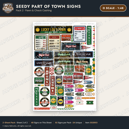 Alpine Railworks 30285O O Scale Seedy Part of Town Signs - Pawn