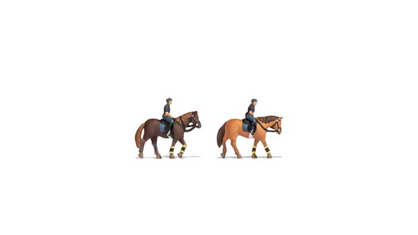 Noch 36078 N Scale Mounted Police -- 2 Officers on 2 Horses