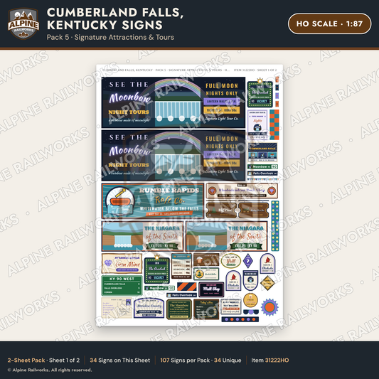 Alpine Railworks 31222HO HO Scale Cumberland Falls Signs - Attractions